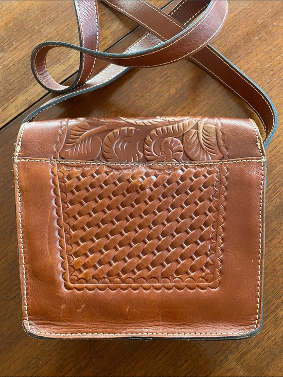 Patricia Nash Handbags - Patricia Nash Tooled Brown Leather Crossbody Bag